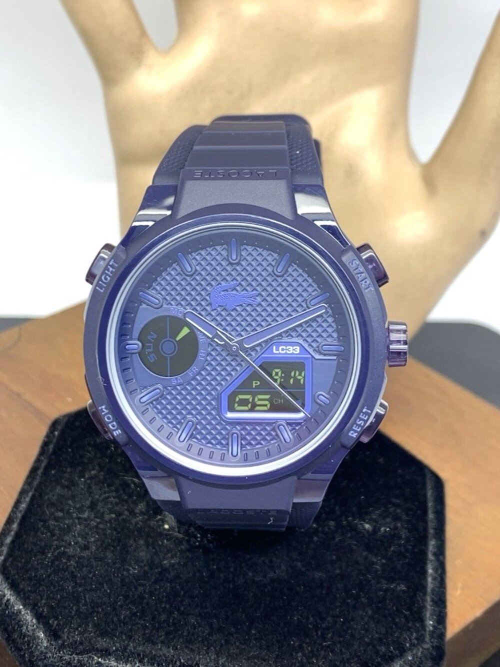 Lacoste Men's Watch 2011448 LC33 Quartz Analog Digital Blue Dial Rubber 44mm
